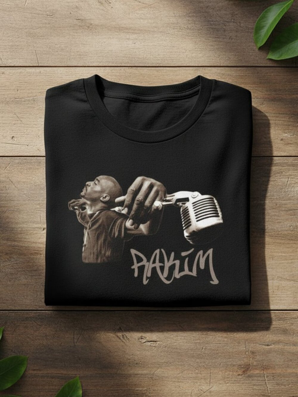 Hip Hop Graphic Tee Black Retro Rapper Microphone Vintage Inspired Shirt